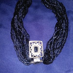 Black Seed bead Mutli Strand Necklace Black Penda